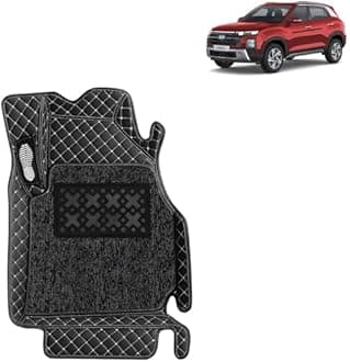 KINGSWAY Accessories Premium 7D Car Floor Mats Only Compatible with Hyundai Creta Year 2024 Onwards All Model, Set of 3 Pcs, 100% Waterproof & Washable Luxury 7D Car Foot Mats, Classic Black