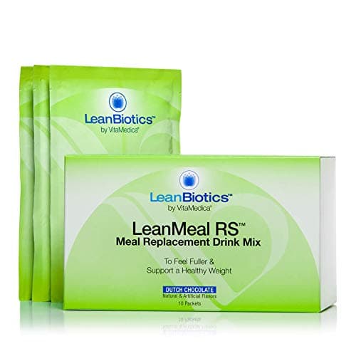 LeanBiotics Meal Replacement Shake- LeanMeal RS 10-Pack, Dutch Chocolate- 20g whey protein, 8g fiber, 1g sugar