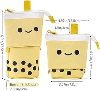 ANGOOBABY Cute Pencil Case Standing Pen Holder Telescopic Pouch Pop Up Stationery Case Office Organiser Box for Girls Students Women Adults