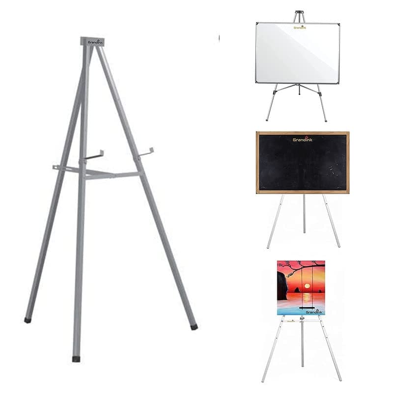 Grandink 6 Foot Folding Easel Stand for White Board | Black Board| Notice Board| Sun Board | Presentation| Office | Display| Advertisement (Can Hold Upto 4X5 Feet Whiteboards) [Grey]