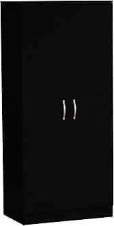 Riano Wardrobe, With Shelf & Hanging Rail Bedroom Storage Furniture (Black, 2 Door)