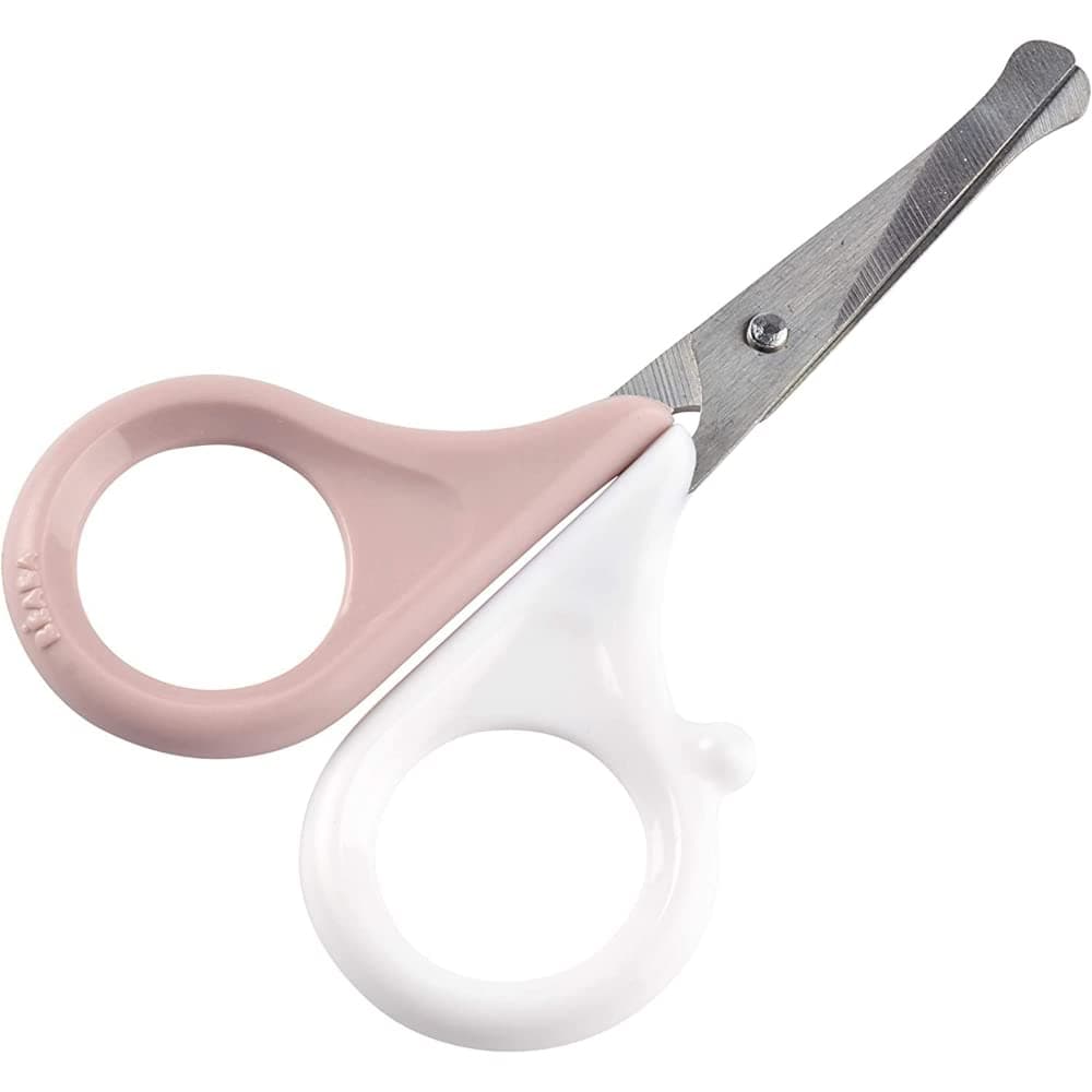 Beaba Nail Scissors for Newborns & Toddlers with a Rounded Blade, Easy Grip Handle, Nail Care & Grooming Accessory for Babies, 0m+, Old Pink