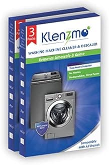 Klenzmo Washing Machine Descaling Powder (180g x 3, Pack of 2) | Removes limescale, residue & odors | For top & front load machines | Restores drum hygiene | Eco-friendly & easy to use.