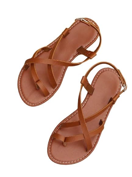 GLO GLAMP Women's and Girl's Cross Strap Brown Sandal For Function, Wedding