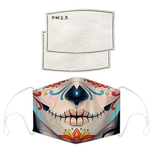 Horenme Cool Skull ṁɑѕḱ PM2.5 Activated Carbon ḟi'ṫѐṙ Protective Cotton ṁọụṫḣ ṁɑѕḱ Adult