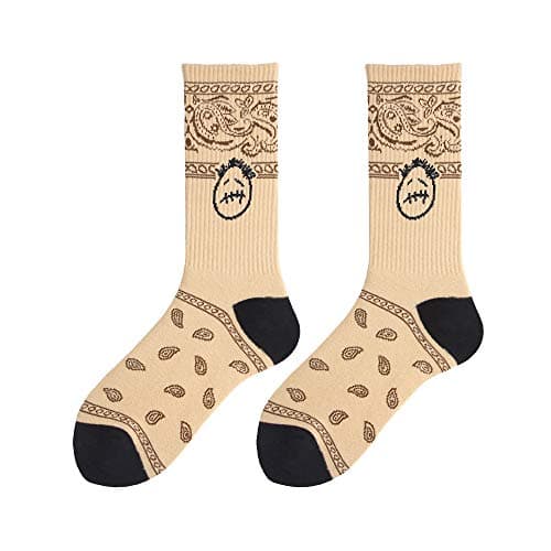 New Travis Scott Cactus Jack Face Logo Paisley Custom Crew Socks Matching SB Dunks Beige CT5053-001