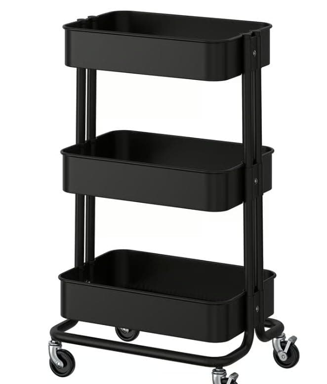 RASKOG 1419-903-339-76 Home Kitchen Storage Utility Cart, Black
