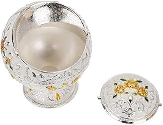 LAUYOO Windproof Ashtray with Lid for Cigarettes Metal Portable Cigar Ashtray Odor Eliminator for Indoor outdoor Hand Stamped Rose Pattern with Sparkle Fancy Gift for Men Women(Silver-Green Leaf)