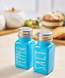 Sky Blue Salt And Pepper Shakers Set By VICUKIE, Farmhouse Kitchen Decor, Glass Salt And Pepper Shakers, Salt Shaker, Gift For Women, Modern Farmhouse Decor, Home Decor,Sky Blue Home Decor (sky blue)