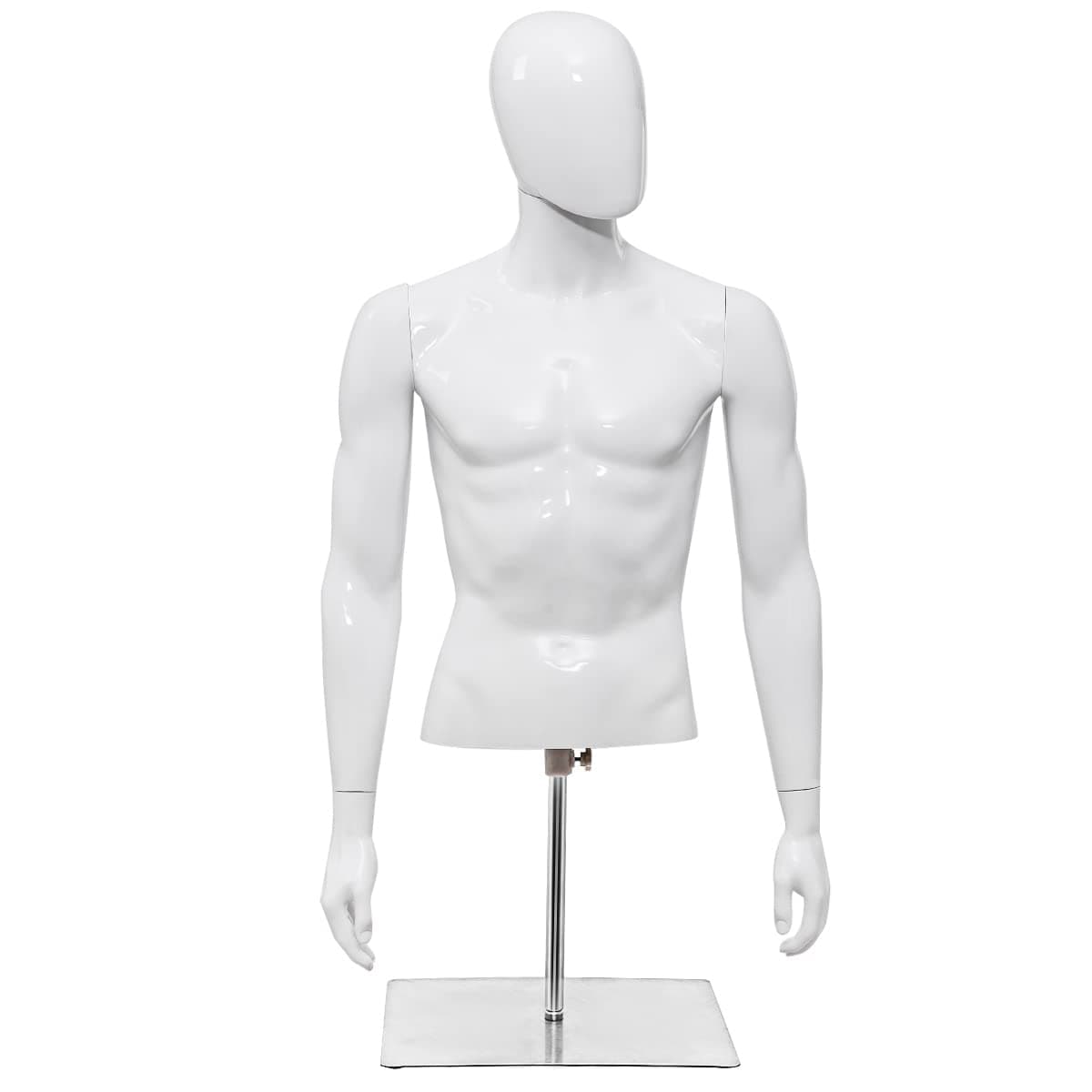 Mannequin Torso, Height Adjustable Tailor's Dummy with Rotatable Head, Arms & Heavy Duty Iron Base Stand, Dress Form Display Manikin for Shop Window (Male)