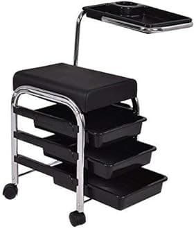 Sweetpea Trolley for Pedicure Manicure Nail Cart Stool Chair Salon SPA with Shelves (Black)