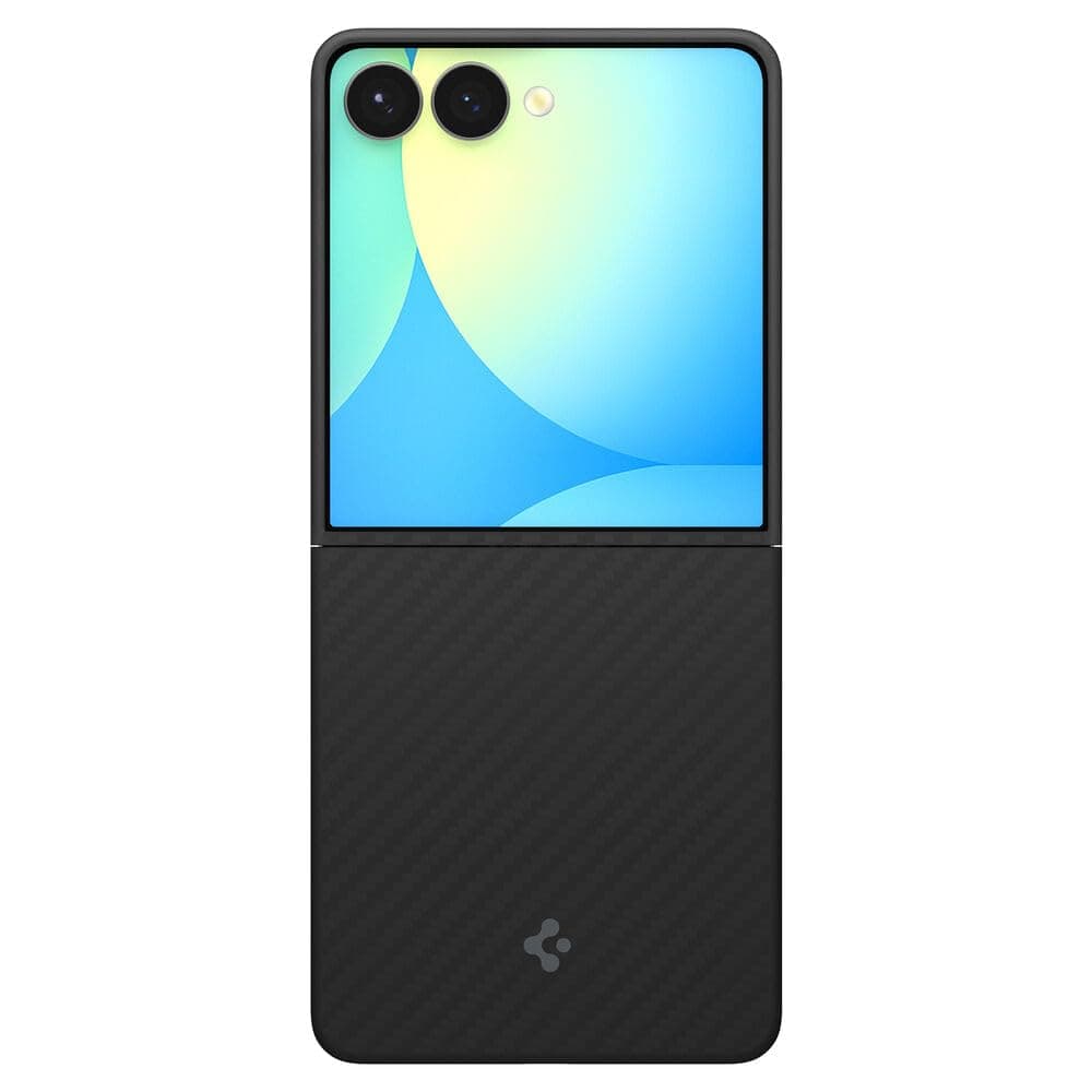 Spigen ACS09564 Galaxy Z Flip7 Case, Aramid Fiber, Thin, Scratch-Resistant, Anti-Fingerprint, Stylish, Shockproof, Lightweight, Lens Protection, Advanced Material, Airskin, Aramid (Black)
