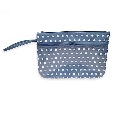 Polka Dot Swimsuit Sack with Clear Vinyl Storage Pockets in Blue