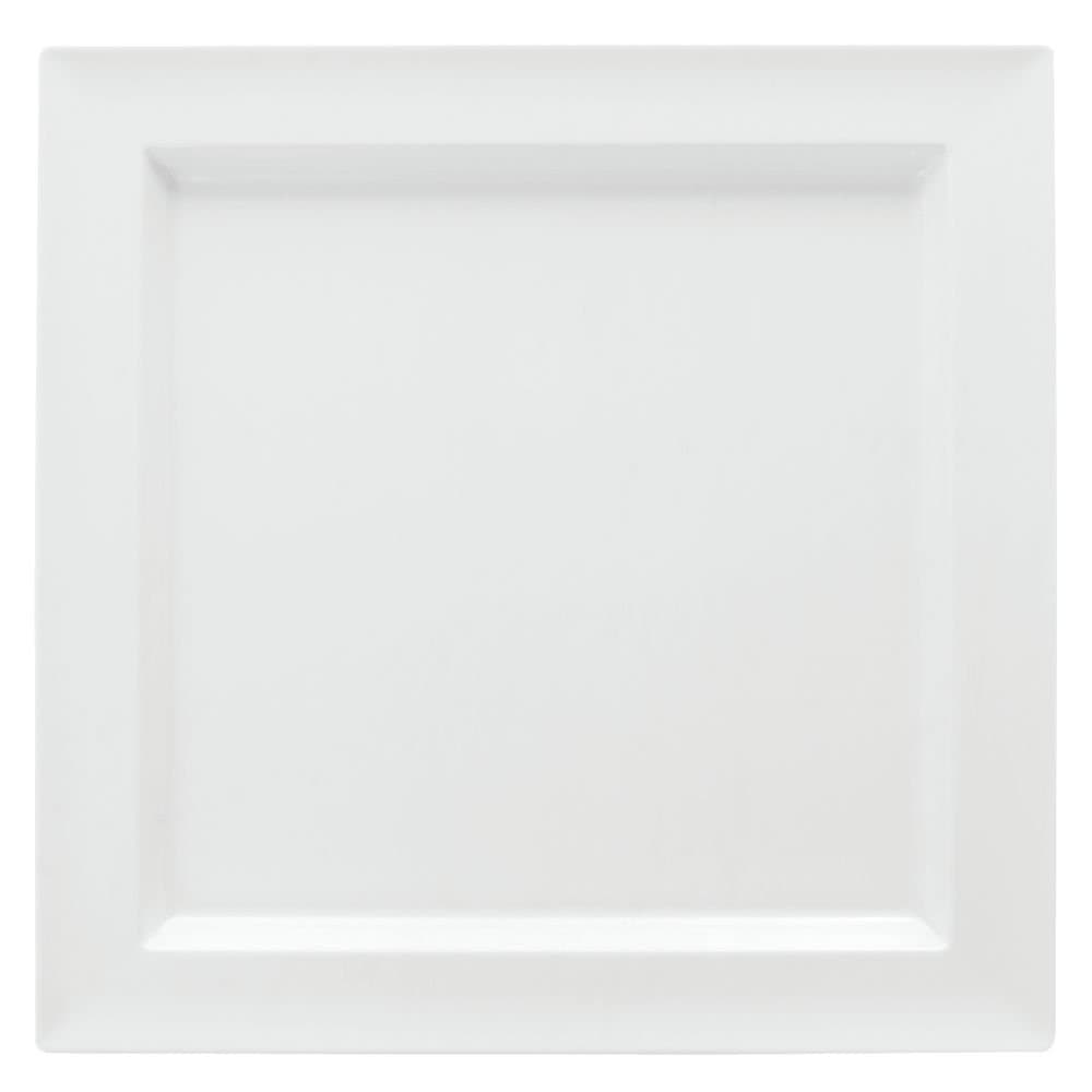 Dalebrook Low-Profile Square White Melamine Platter - 14 3/4"L x 14 3/4"w x 1"H