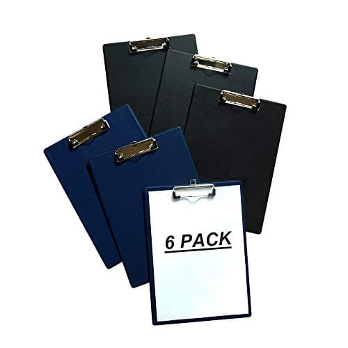 Hewei Clipboard for Letter Size Paper 6 Pack (3 Black and 3 Blue)