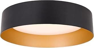 Bargeni Flush Mount LED Light Fixture,12.5 inch, Matte Black with Gold Inside,3000K/Warm White/18W(100w Equiv.),Dimmable Outdoor Lighting Fixtures for Bedroom and Hallway