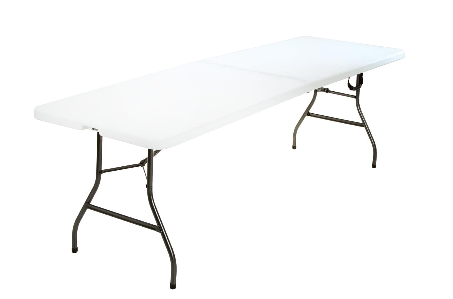 COSCO Deluxe 8 Foot x 30 inch Fold-in-Half Blow Molded Folding Table, Black