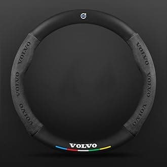 Car Steering Wheel Cover for Volvo XC40 XC60 XC90 XC 40 XC 60 XC 90,Non-slip Breathable Steering Wheel Cover Steering Wheel Protector Cover Unisex Driving Accessories,E Black