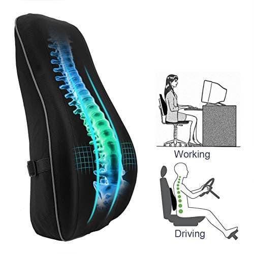 Ergonomic Lumbar Support Pillow for Office Chair, Premium Memory Foam Back Cushion for Lower Back Pain Relief, with Breathable Mesh Cover for Car Seat, Wheelchair, Recliner