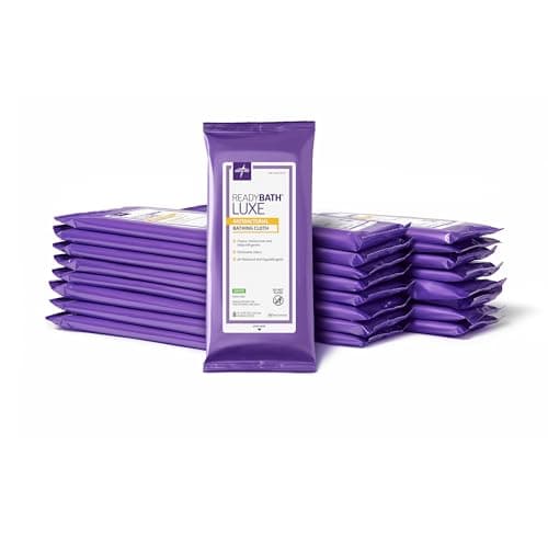Medline ReadyBath LUXE Scented Antibacterial Body Cleansing Cloths, Extra Thick Wipes (Pack of 24)
