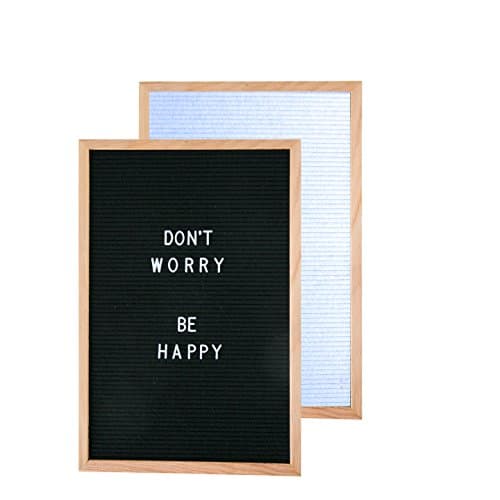 Word up Premium Felt Letter Board (12x18, Reversible/Two Sided Oak Frame with White and Black Felt) Comes with Black and White Characters and Emojis
