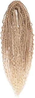 Leeven 30 Strands Double Ended Dreadlock Extensions 24 Inch Thin Synthetic Boho Dreads Ombre Blonde 5 Style Mixed Full Set Wool DE Wavy Curly Hippie Dreads Braid in Soft Viking Dread for Women