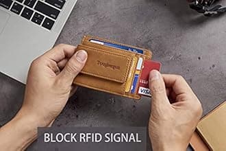 Toughergun Genuine Leather Magnetic Front Pocket Money Clip Wallet RFID Blocking