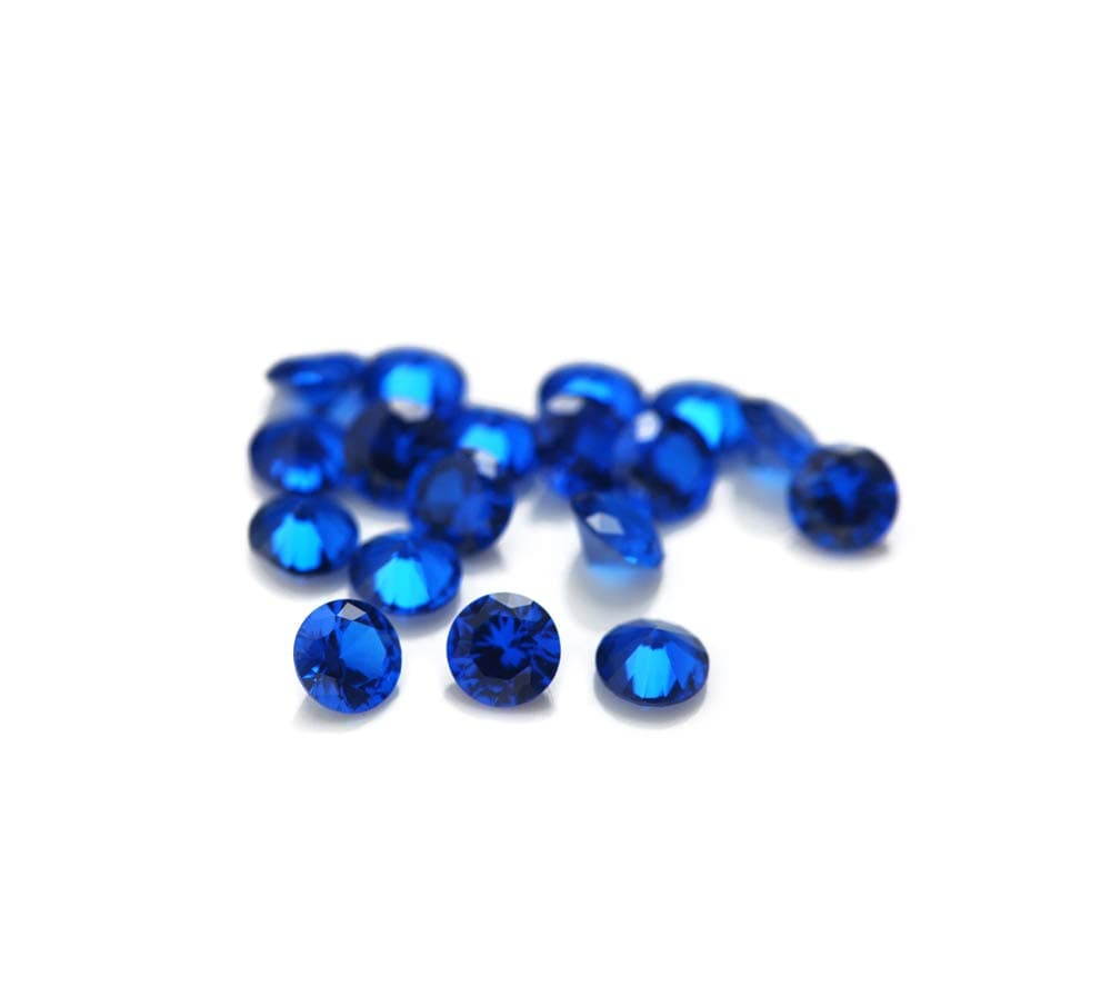 Alone Moon 30 pcs loose sapphire synthetic gemstones round diamond cut perfect replacement for jewelry making (9mm, Sapphire)