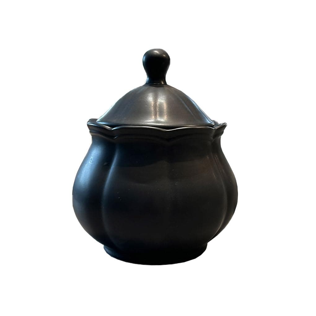 WAIT FLY Vintage Embossed Ceramic Sugar Bowl with Lid, Sugar Container, Sugar Jar for Kitchen Countertop, Coffee Bar-Black-Sugar Bowl