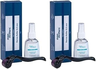 Man Matters Derma Roller With Disinfectant | 540 Micro 0.5mm Titanium Alloy Needles | Reduces Hair Fall & Stimulates Hair Follicles | Easy to use | Safe and Effective (Pack of 2)