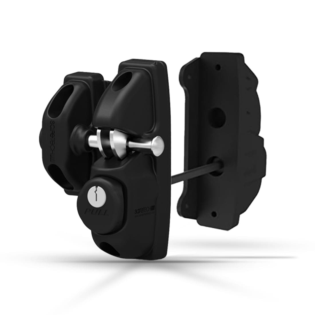 Safetech Hardware X2 Two Sided Gate Latch - Key Lockable Gate Lock - Safety Fence Latch – for Various Gates Security Lock Latch - 2 Independent Latching Hooks – Metal, Wood & Vinyl Gate Latch (Black)