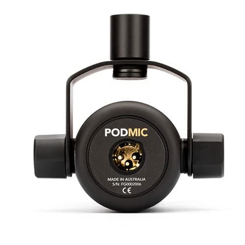 Rode PodMic Dynamic Podcasting Microphones (Pair) with 2X PSA1+ Professional Studio Boom Arms, NTH-100 Professional Closed Back Over Ear Headphones, XLR Cables and StreamEye Polishing Cloth