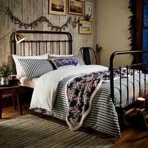 Peacock Blue Robin Brushed Cotton Striped Bedding King Size Duvet Cover Set.