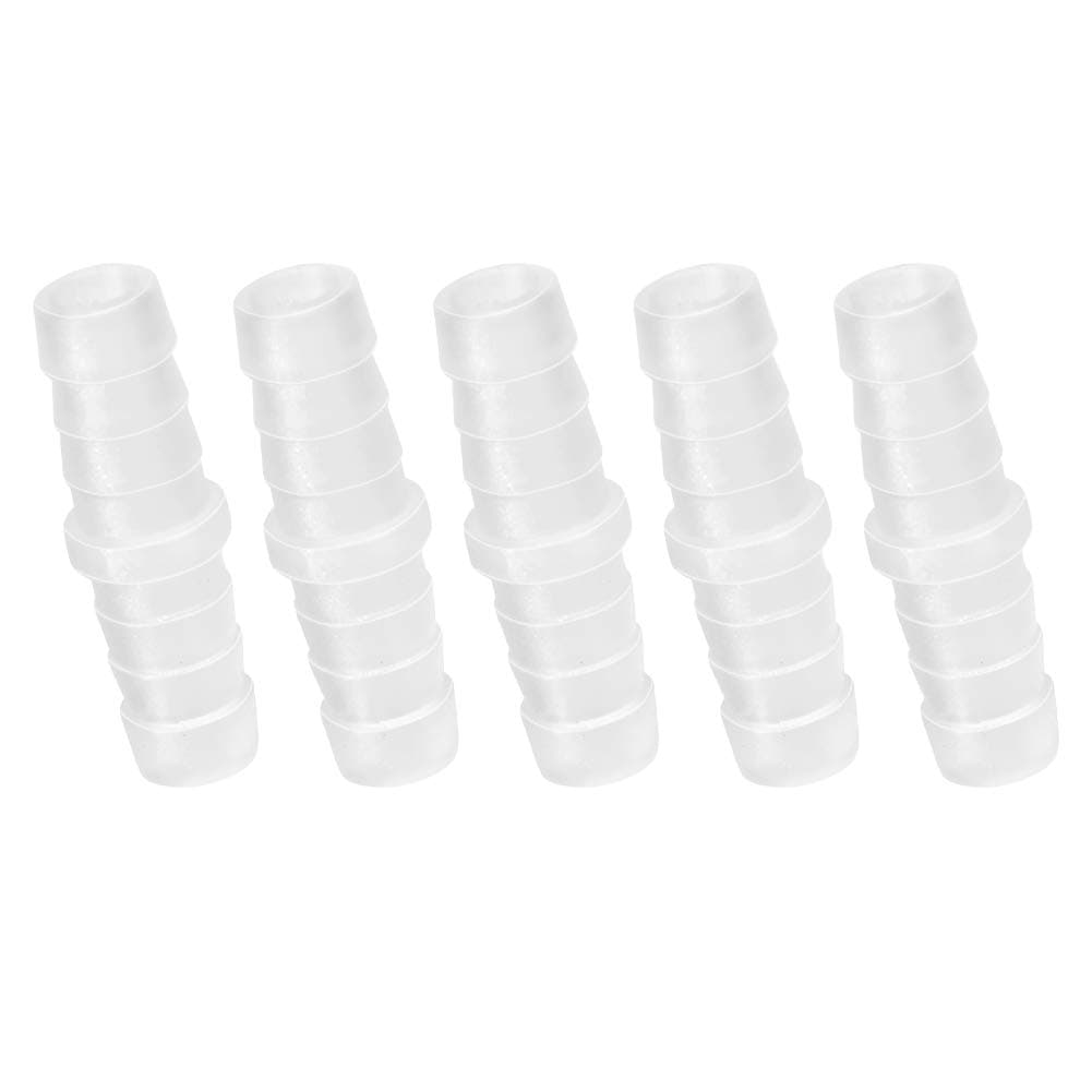 Quickun Plastic Hose Barb Fitting, 5/16" x 5/16" Barbed Splicer Mender Joint Adapter Union Fitting (Pack of 5)