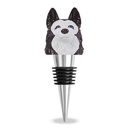 Wine Stopper Black and White Husky by Wild Eye