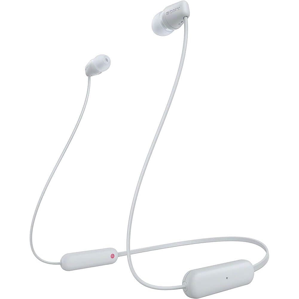 WI-C100 Wireless in-Ear Bluetooth Headphones with Built-in Microphone, White, Small