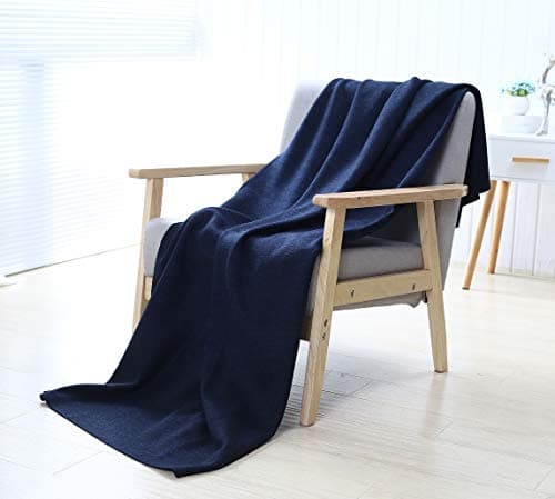 PuTian Soft Blanket Thick Warm Throw for Winter 100 Merino Wool Blankets Camping Autumn BlackBlue 48by70