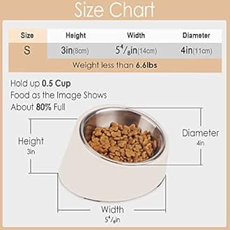 Mess Free 15° Slanted Bowl for Dogs and Cats, Tilted Angle Bulldog Bowl Dog Feeder, Non-Skid & Non-Spill, Easier to Reach Food S/0.5 Cup Teal