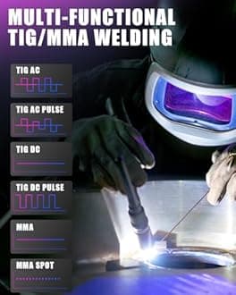 AZZUNO AC/DC TIG Welder 200A with Pulse 110V/220V, Aluminum TIG Welding Machine, ACDC TIG/PULSE TIG/SPOT TIG/Stick Welder Machine