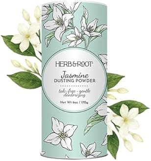 Herb & Root Fresh Jasmine Scented Body Dusting Powder for Women | Talc-Free, Anti-Itch, Chafing Relief, Deodorizing | Silky Smooth Skin All Day…