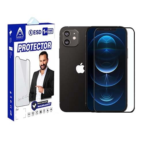 ADSUN ITG Esd Tempered Glass Screen Protector For Iphone 12/12 Pro With Life Time Warranty|Full Screen Edge To Edge Coverage|Easy Installation Kit|Anti Scratch|Shatter Proof|Anti Glare For Cellphone