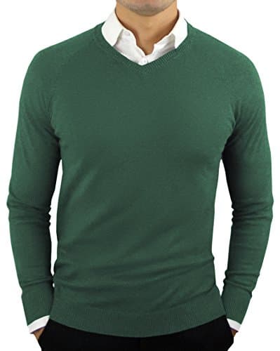 CC Perfect Slim Fit V Neck Sweaters for Men | Lightweight Breathable Mens Sweater | Soft Fitted V-Neck Pullover for Men