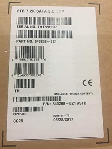 KINWAT 843268-B21 2TB SATA 6G 7.2K LFF 3.5 Ensure New in Original Box. Promised to Send in 24 Hours