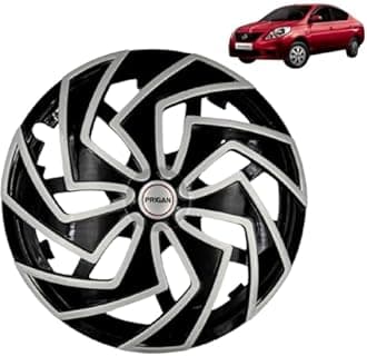 Prigan Wheel Cover for Sunny 14 Inch Black Silver Wheel Cap (Available in 13,14 Inch) (Set of 4 Pcs) (Press Fitting) Model- Spider BS-14