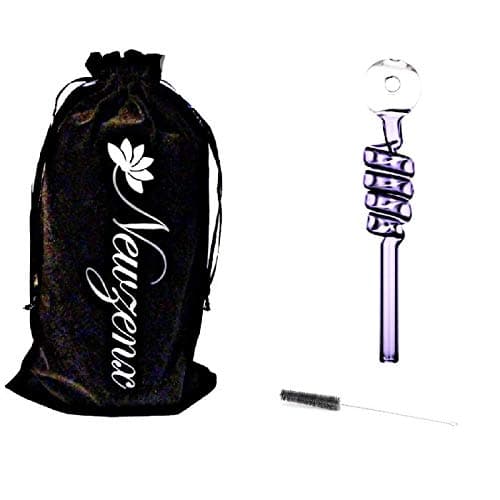 Hookah Pyrex Glass Oil Burner Pipe Blue 5 Inch Colored Glass Water Pipe Bubbler Including Fancy Velvet Pouch & Pipe Cleaner