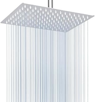 Voolan Rain Shower Head - High Flow Large Rainfall Shower Heads Made of Stainless Steel - Waterfall Bathroom Square Showerhead - Ceiling or Wall Mount (12 * 8 Inch Rectangle, Chrome)