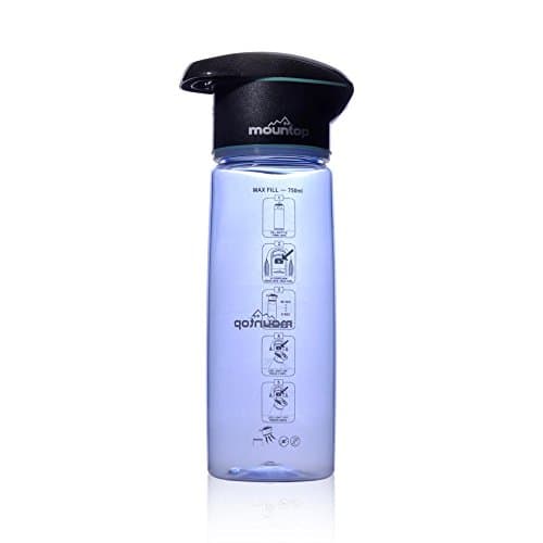 Mountop UV Purification Water Bottle, Portable 750 ML Bottle. UV Cap With LED Display That Sterilizes Water In 90 Seconds.