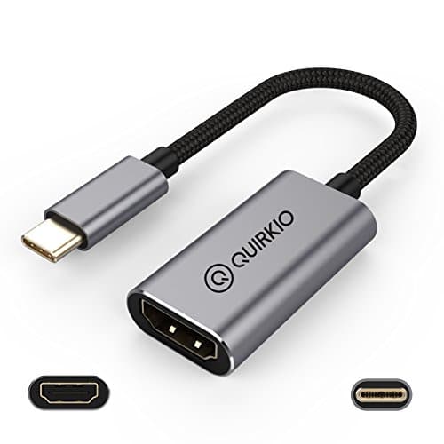 Quirkio USB C to HDMI Adapter, Grey – Type C Male to HDMI Female – Mirror and Stream Video, Audio and Images from USB-C Phones, Tablets, Laptops, Macbooks and Chromebooks to External Monitor Screens
