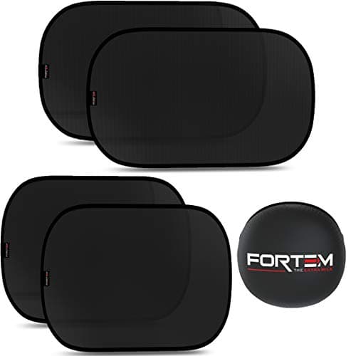 FORTEM - Car Shade 4 Pack - Side Window Sunshade - Cling Sun Reflector - Stick on Shade Perfect for Baby & Kids - Protects from 98% of Harmful UV Rays -2 Sizes 20"x13" & 17"x14"