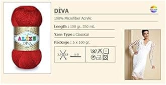 Alize Hand Knitting Yarn 100% Microfiber Acrylic Yarn Diva Silk Effect Thread Crochet Art Lace Craft Lot of 4 skeins 400gr 1532yds Color (60 Black)